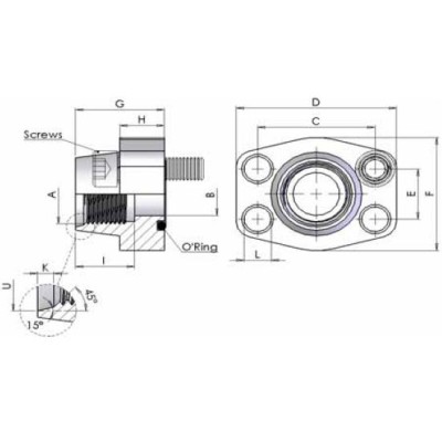 03FU - Flange filettate (UN) con filetto cilindrico con sede O-RING