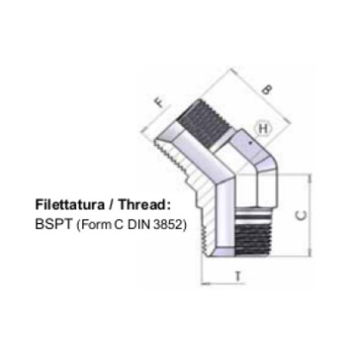 3046 - Gomito 45° M BSP / M BSPT