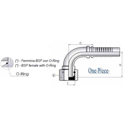 50M01 - Curva BSP 90 cono 60 Dado Spinato